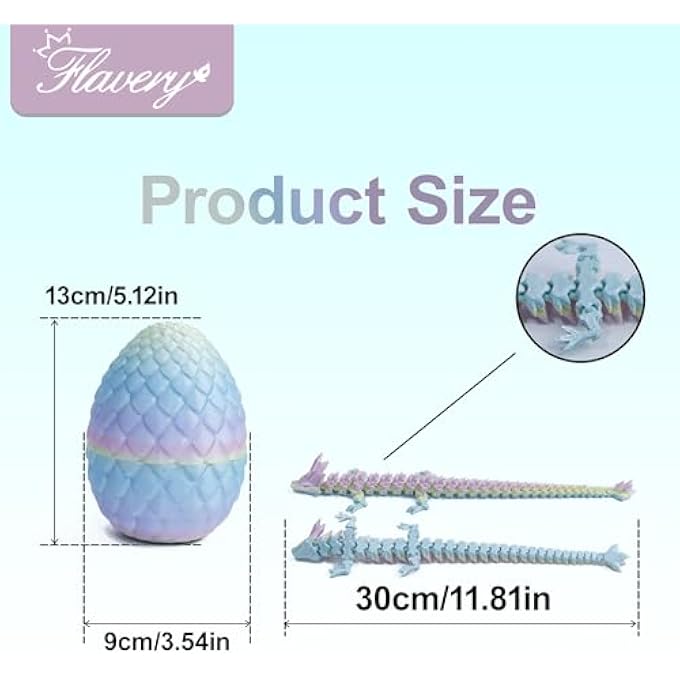 Bandai 3D PRINTED DRAGON IN EGG - DINO EGG WITH FLEXIBLE CRYSTAL DRAGON INSIDE, COLORFUL FIDGET TOY, BIRTHDAY GIFT, DESK PET FIGURE - 12 DRAGON (MINI RAINBOW) - Image 4